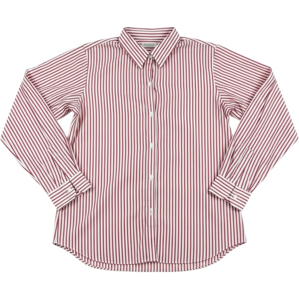 Liz Claiborne Lizsport Red White Striped Non-Iron Cotton Button Down Shirt 10